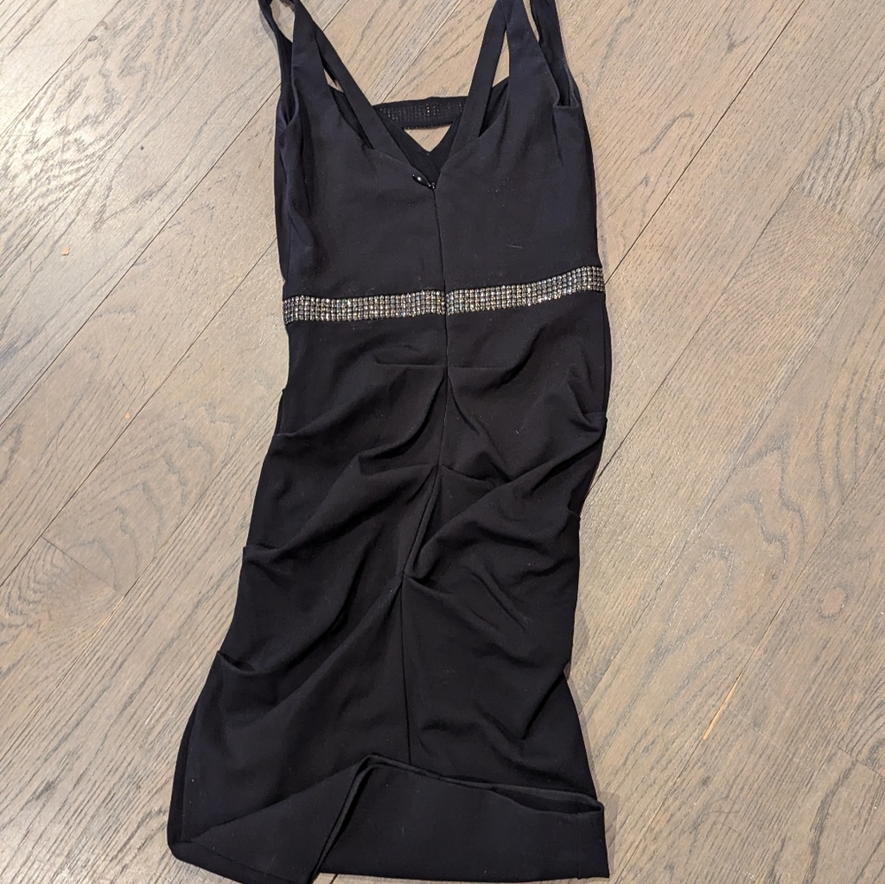 Nicole Miller formal black dress with rhinestone details